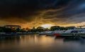 Ancol port in the morning, jakarta indonesia Royalty Free Stock Photo