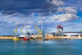 The harbor of Ancona, Italy with ships loaded Royalty Free Stock Photo