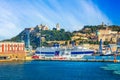 The harbor of Ancona, Italy with ships loaded Royalty Free Stock Photo