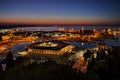 Ancona, Marche, Italy: night landscape of the port for the small boats and fishing vessels with the pentagonal Mole Vanvitelliana Royalty Free Stock Photo