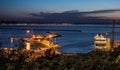 Ancona old harbour at night Royalty Free Stock Photo