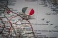 Ancona pinned on a map with the flag of Italy Royalty Free Stock Photo