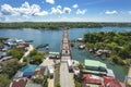 Anda, Pangasinan, Philippines - Aerial of the Anda Bridge connecting the island with the mainland and Bolinao. Crossing