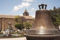 Andahuaylas Peru Plaza de Armas with a bronze bell that is broken by lightning Historical Cathedral