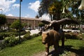 Andahuaylas peru Yawar Fiesta, Andean recreation sculpture of the Spanish bullfight that represents the ritual confrontation