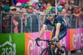 Andalo, Italy May 24, 2016; Giovanni Visconti, professional cyclist, passes the finish line of the stage.