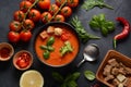 Andalusian gazpacho. Red tomato cold gazpacho soup Royalty Free Stock Photo