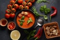 Andalusian gazpacho. Red tomato cold gazpacho soup Royalty Free Stock Photo