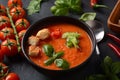 Andalusian gazpacho. Red tomato cold gazpacho soup Royalty Free Stock Photo