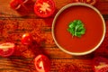 Andalusian gazpacho tomato sauce in red Royalty Free Stock Photo