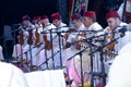 Andalusian Moroccan music. A player playing the cello