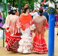 Andalusian women in the Fair, Seville, Andalusia, Spain Royalty Free Stock Photo