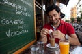 Andalusian young man having breakfast Royalty Free Stock Photo