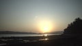 Andaman Beach, transport boat in a sea and sunset, beautiful evening