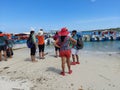 Havelock jetty , tourist waiting for speed boat to go North Bay Islands Royalty Free Stock Photo