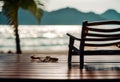 andaman pool sea outdoor top Wood view swimming Beach sea table chair Royalty Free Stock Photo