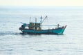 Andaman Sea Myanmar - 03.20.2019: Myanmarese Burmese fishing boat trawling in the Andaman Sea