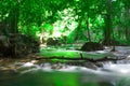 Andaman Thailand outdoor photography of waterfall in rain jungle forest. Trees, PHUKET, Royalty Free Stock Photo