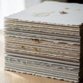 Andcrafted paper sheets with deckled edges, featuring embedded dried Royalty Free Stock Photo