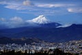 Sunrise in Quito city with Cotopaxi volcano in the background Royalty Free Stock Photo