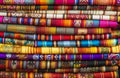 Andean Fabrics on Poncho Market, Otavalo, Ecuador Royalty Free Stock Photo