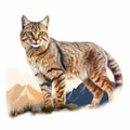 Andean Mountain Cat Illustration On Transparent Background