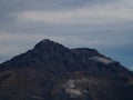 Andean mountain landscape panorama view of Imbabura volcano from Peguche waterfall Otavalo Andes mountains Ecuador Royalty Free Stock Photo