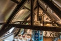 Anderlecht, Brussels Capital - Belgium - detail of the wooden ceiling of the main hall of the beguinage interior