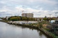 Anderlecht, Brussels Capital Region, Belgium - Bridge view over the banks of the canal with industrial activity