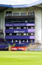 Anderlecht, Brussels Capital Region - Belgium - Empty tribunes and green pitch