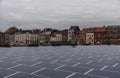 Anderlecht, Brussels Capital Region - Belgium - View over the rooftops, solar panels and the abattoir market taken from the