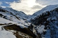 Andermatt in Autumn with snow Swiss swizerland alps Royalty Free Stock Photo