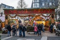 Andernach Germany 15.12.2019 Entrance sign of christmas village -german word Wehnachtsdorf- during Christmas market