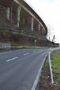 Andernach, Germany - 02 04 2021: old and new B9 road to the north Royalty Free Stock Photo