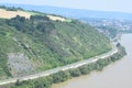 Andernach, Germany - 07 19 2021: Rhine flood close to the valley road Royalty Free Stock Photo