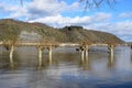 Andernach, Germany - 02 04 2021: Rhine flood in a park in Andernach Royalty Free Stock Photo