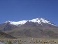 Andes mountain range with snow at the peaks.