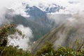 The Andes and clouds on the Inca Trail. Peru. South America. No people. Royalty Free Stock Photo