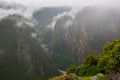 The Andes mountains and clouds on the Inca Trail. Peru. South America. Royalty Free Stock Photo