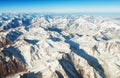 Andes Mountains Cordillera de los Andes viewed from an airplane window