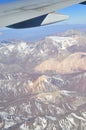 The Andes mountains, the longest continental mountain range in the world, is being seen from a plane view Royalty Free Stock Photo