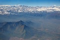 Andes and Santiago with smog, Chile