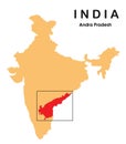 Andhra Pradesh in India map. Andhra pradesh map vector illustration. Royalty Free Stock Photo