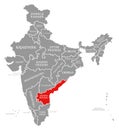 Andhra Pradesh red highlighted in map of India