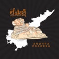 vector illustration of The Nandi statue:, Lepakshi Temple, Andhra Pradesh Royalty Free Stock Photo