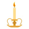ÃÂ¡andlestick holder decoration traditional symbol religious flat brass candle vector icon. Elegant ancient luxury light