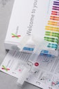 23andMe new personal ancestry genetic test saliva collection kit, tube, box and instructions