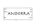 Andora, country name written on white background, surface inside drawn wooden frame. Vector drawn frame. Royalty Free Stock Photo