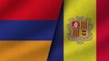 Andorra and Armenia Realistic Two Flags Together