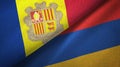 Andorra and Armenia two flags textile cloth, fabric texture